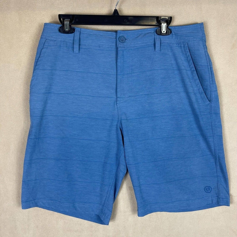 Hang Ten Mens‎ 34 Board Short Blue Striped Mid Rise Pockets Relaxed Fit
